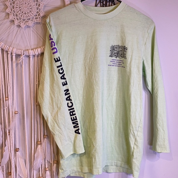 American Eagle | Lime Green Graphic Long Sleeve - Picture 4 of 10